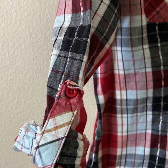 CATO 3/4 sleeves Sleeves Roll up too Plaid Button-down 100% Cotton. - Picture 5 of 6